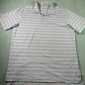 Peter Millar Summer Comfort Mesh Polo Shirt Mens Large Performance PGA Stripe